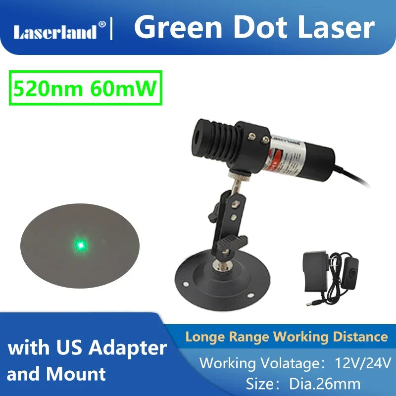 Long Range Light Beam Visible 520nm Green Dot Laser Module Diode Locator Focusable for Tunnel