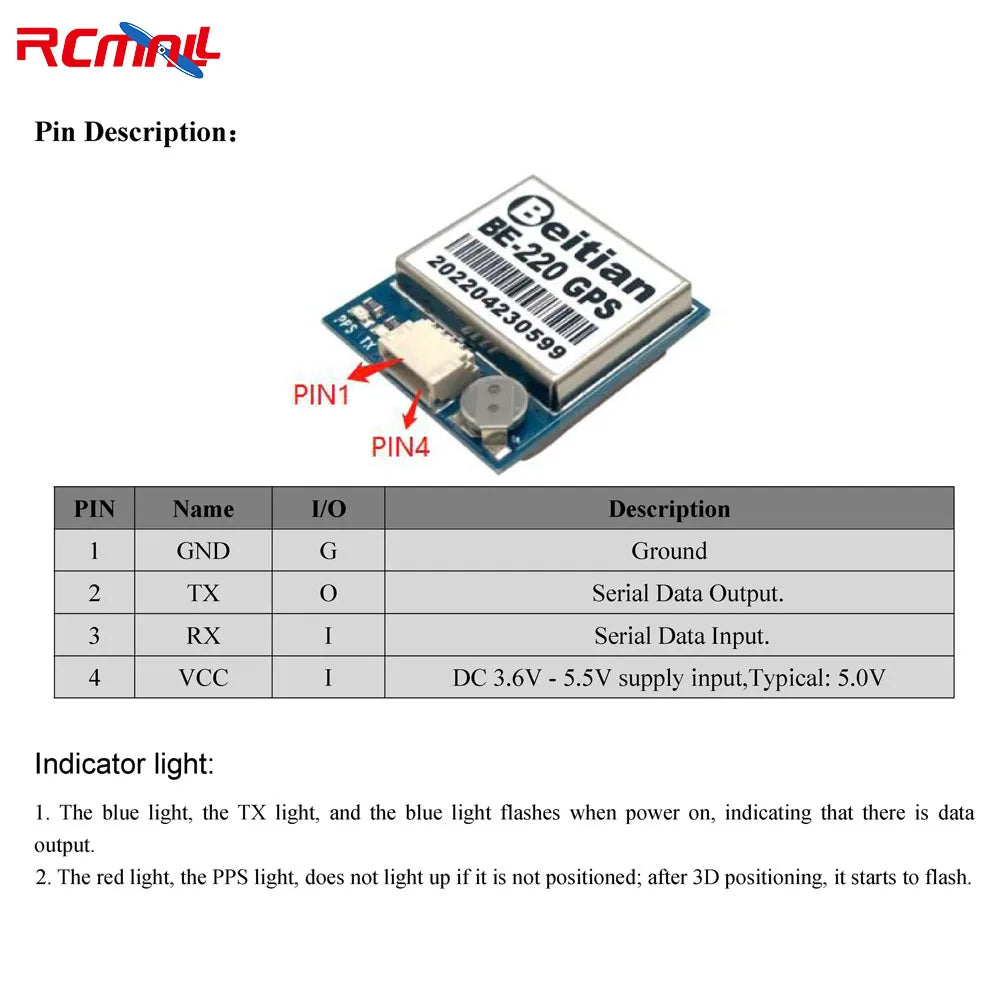 Beitian GPS Module BE-180 BE-220 BE-250 BE-280 BE-450 with Antenna M10 GNSS Ultra-low Power GNSS Receiver for Vehicle Drones