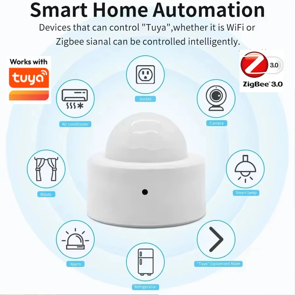 Zigbee PIR Motion Sensor Infrared Detector Mini Smart Human Body Sensor Remote Control Alarm Work with Tuya Alexa Smart Life App
