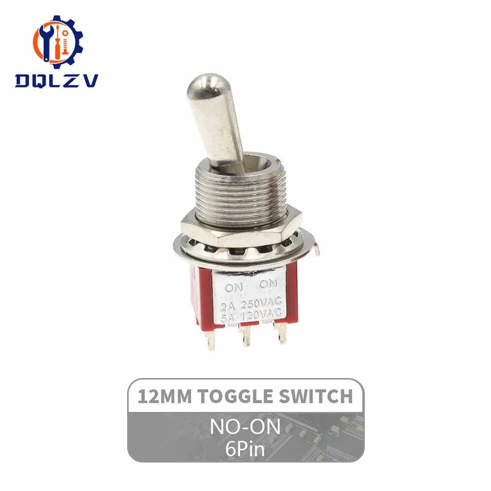 Red Mini 3pin 6pin 6mm 2/3 Position Self-resetting Toggle Switches ON-(ON)DPDT Mini Toggle Switches 6A/125V 3A/250V MTS