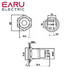19mm Power Mark Press Metal Push Button Switch Waterproof Latching Self-lock Fixation LED Light Illumination 3V-6V 12V-24V 220V