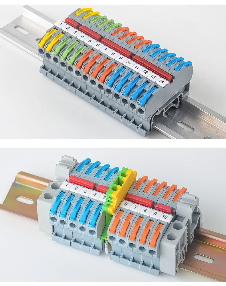6MM DIN Rail Terminal Blocks Free Splicing Compact Quick Lever Wiring Connector Spring Cable Connection Terminal Press 32A 450V