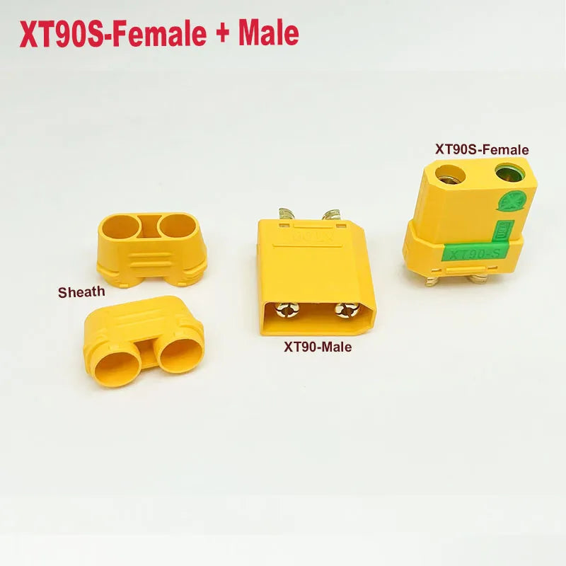 1/2/3/5pcs XT90-M XT90E-F XT90S XT90E  Male/Female Power Sockets Gold-Plated Battery Connectors Connector Sockets (Yellow/Black)