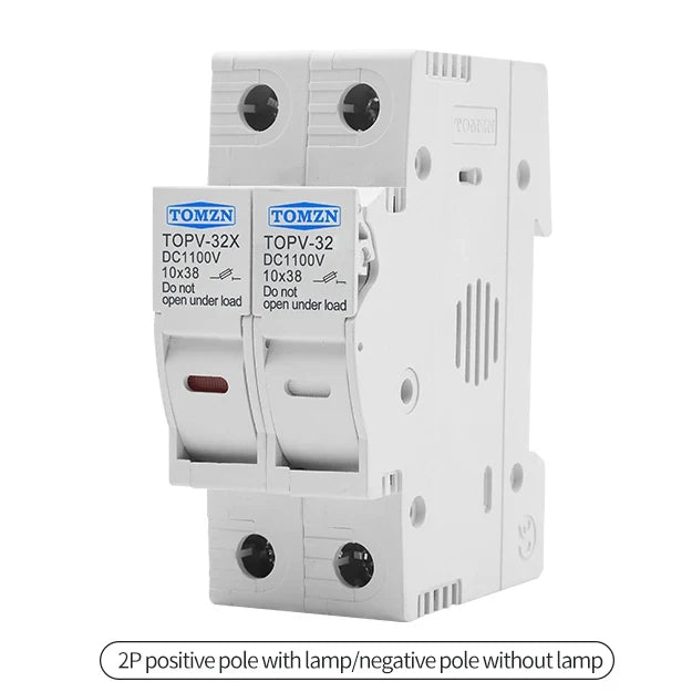 TOMZN 1P 2P DC Fuse Holder 10*38mm High Voltage Solar PV 1100V TOPV-30 Base Photovoltaic System Protection Protector GPV