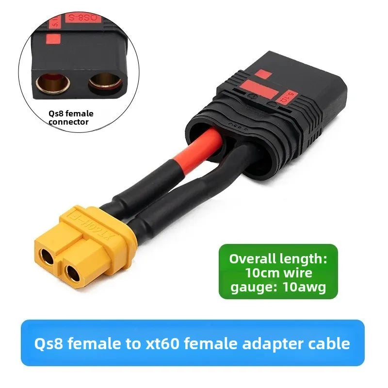 QS8 Female To XT90 Female Adapter Cable, 10AWG Anti-Spark Conversion Wire for RC Models