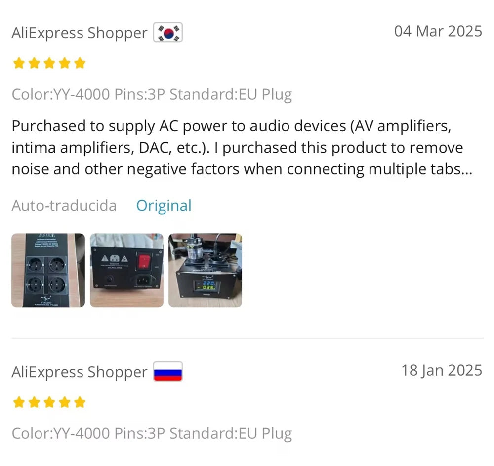 YYAUDIO HiFi Audio Noise AC Power Filter Power Conditioner Power Purifier Surge Protection with EU Outlets Power Strip