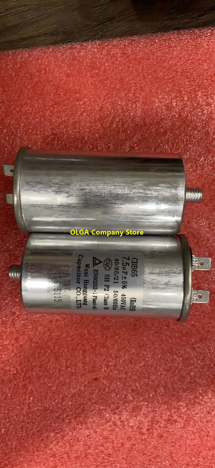 CBB65 7.5UF 8UF 450V automatic washing machine capacitor with screw fixing bracket at the bottom