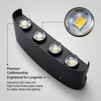 LED Wall Sconces 2W/4W/6W/8W/10W Modern Wall Light, Hardwired Aluminum Wall Lamp,Black Up Down Wall Mount Lights for Living Roo