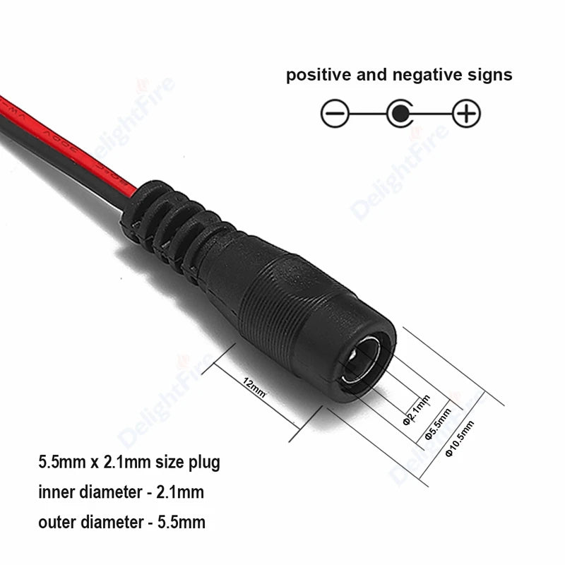 1-100pcs DC Power Pigtail Cable 5.5 2.1mm Female Male Plug 5V 12V Jack Connector Wire For CCTV Camera LED Strip Power Adapter