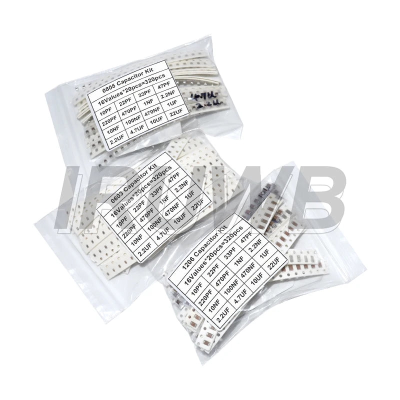 0603 0805 1206 320PCS 720PCS SMD Capacitor Kit Assorted Kit 16/36Values 1PF~1UF