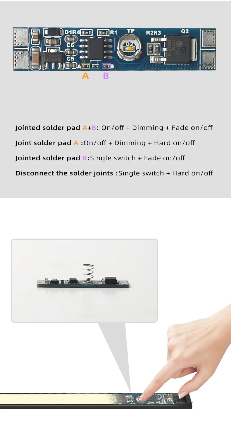 DC12V 24V New Lead-free Sensing Module 8A Pir Motion/ IR Hand Wave/Touch Sensor Module for LED Cabinet Light