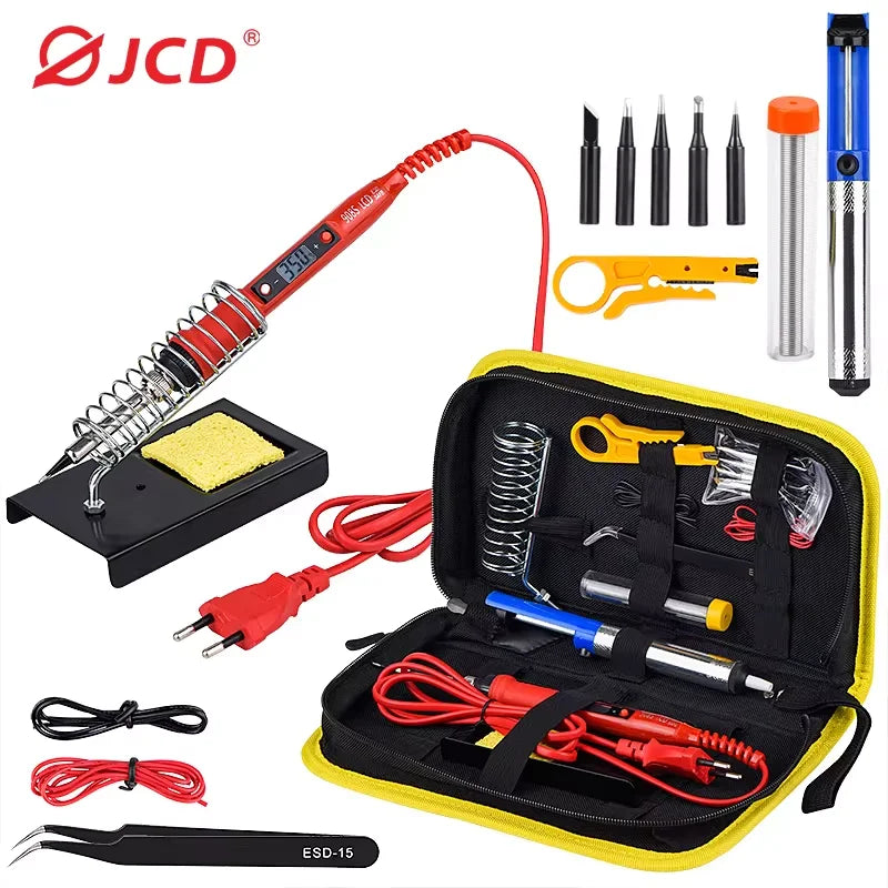 JCD 908S Electric Soldering Iron Kit Set 220V 110V 80W LCD Display Adjustable Temperature Home Handmade DIY Welding Repair Tools