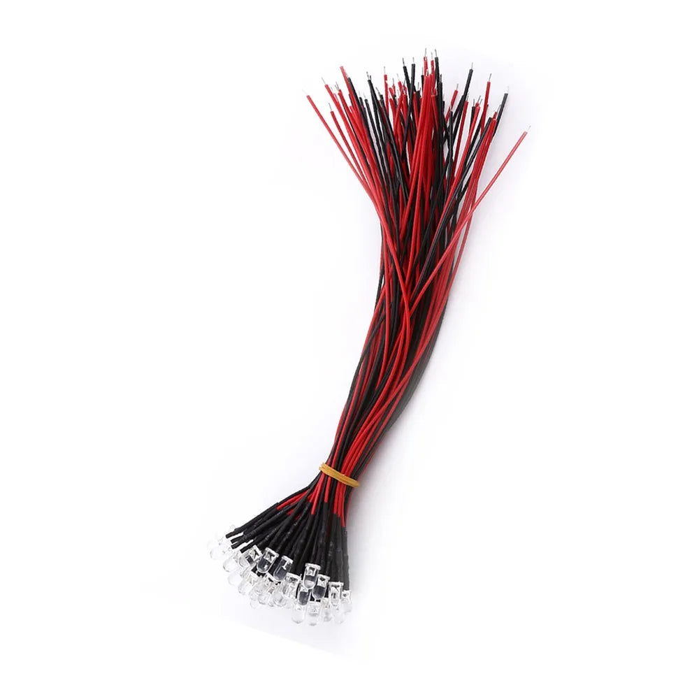 50PCS Colorful DC 5-12V LED Diodes 5mm White Red Blue Green LED Lights Small LED Lamps DIY Lighting