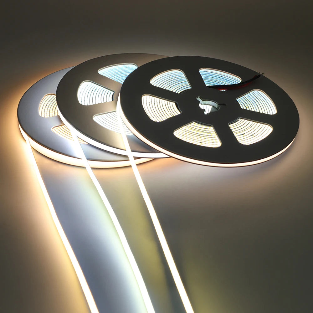 DC 5V 12V 24V COB LED Strip 320 384 480 528LEDs/m High Density Flexible COB LED Tape Light Bar 3MM 5MM 8MM PCB Linear Light