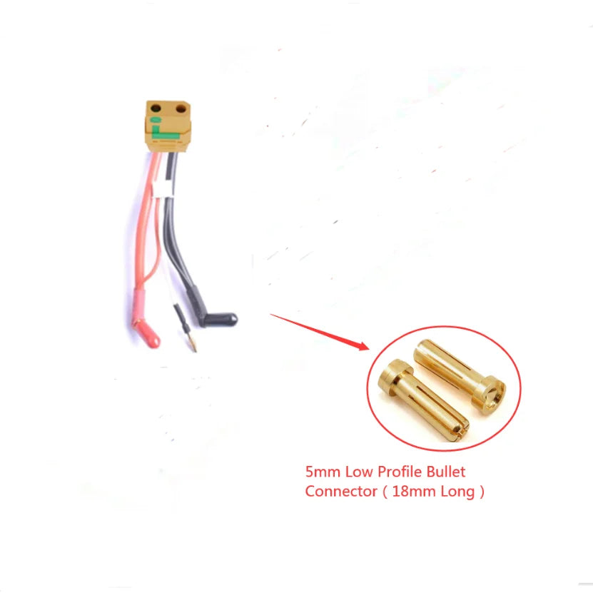 Hardcase Lipo Harness 2S JST XH Balance XT60 Tamiya Deans EC3 EC5HXT TrX Plug to 90 Degree 4.0/5.0mm Bullet Connector with Cover