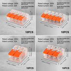 10-150PCS Universal Electrical Quick Wire Connectors 2/3/4/5 Port Plug-in Terminal Block DIY Cable Kit 28-12AWG 250V 32A