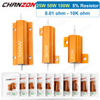 2Pcs 25W 50W 10W Wirewound Aluminum Resistor High Power Resistance 0.01 0.5 1 2 3 4 5 6 8 10 16 20 25 50 75 1K 10K ohm Resistors