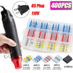 800/400/50PCS Heat Shrink Butt Waterproof Solder Seal Wire Cable Splice Terminal Kit Crimp Terminals Electrical with Hot Air Gun