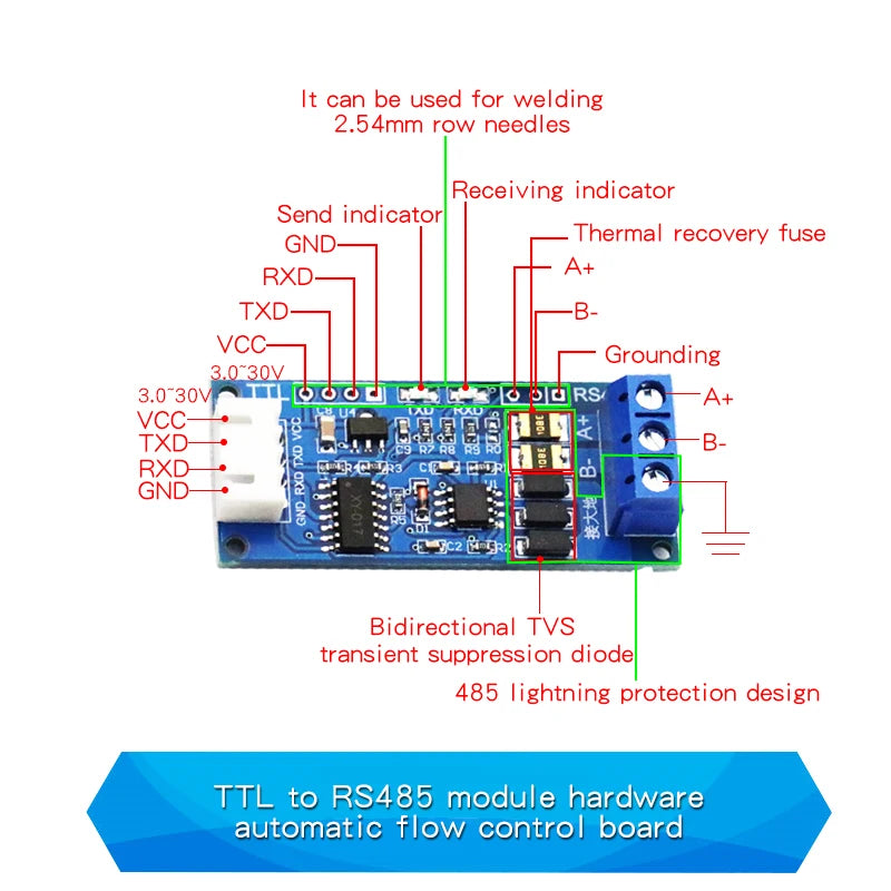 1PCS TTL to RS485 Module 485 to Serial Port UART Level Mutual Transfer Hardware Automatic Flow to the Control Board