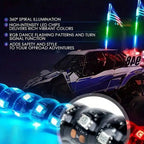 Nilight  3-6FT RGB LED Whip Light, Spiral Neon Flagpole Lights With Remote Control Color Changing Lights for ATV UTV Buggy 2PCS