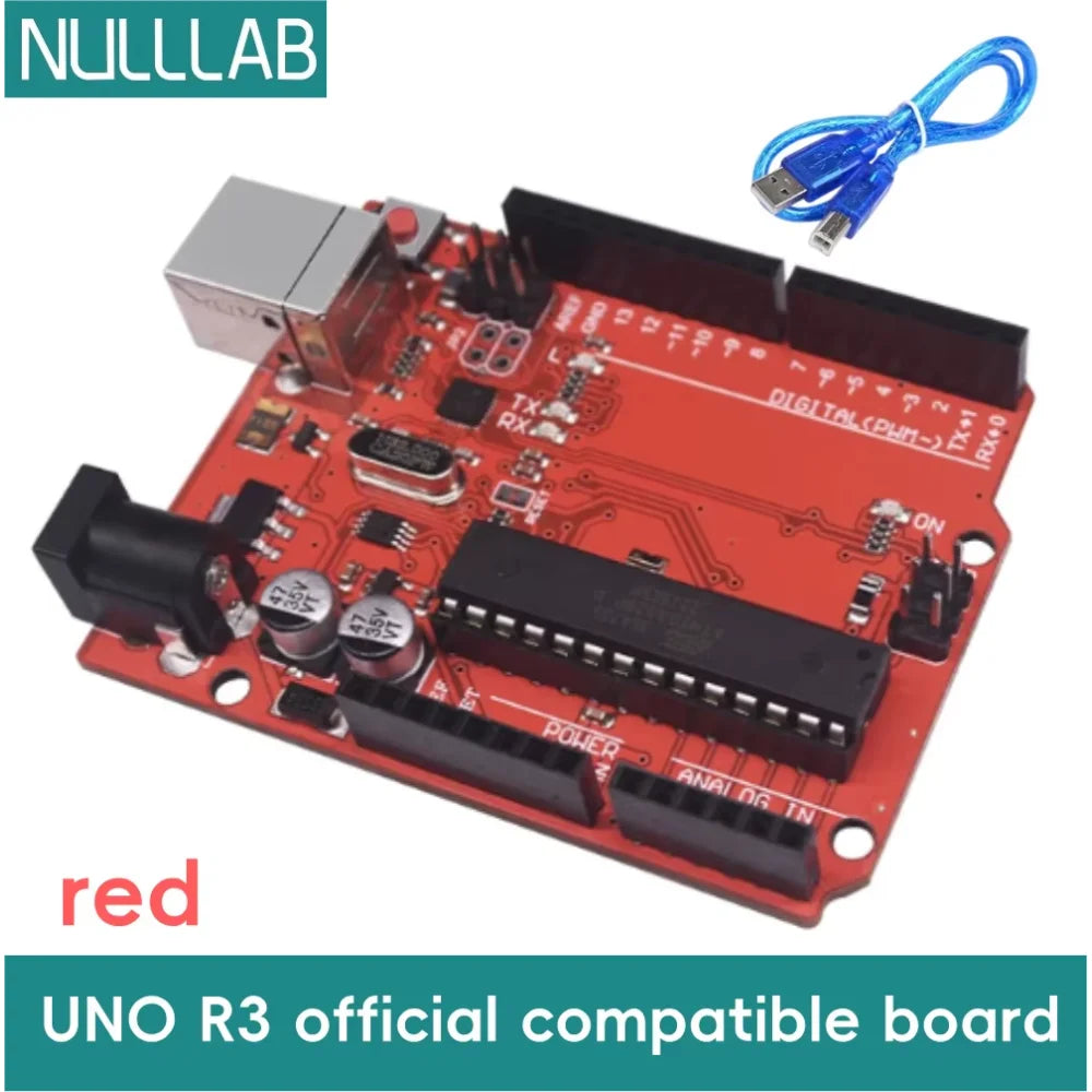 Compatible with Arduino Uno R3 Development Board ATmega328P Microcontroller Module Main Control Board Multicolor USB-B Cable