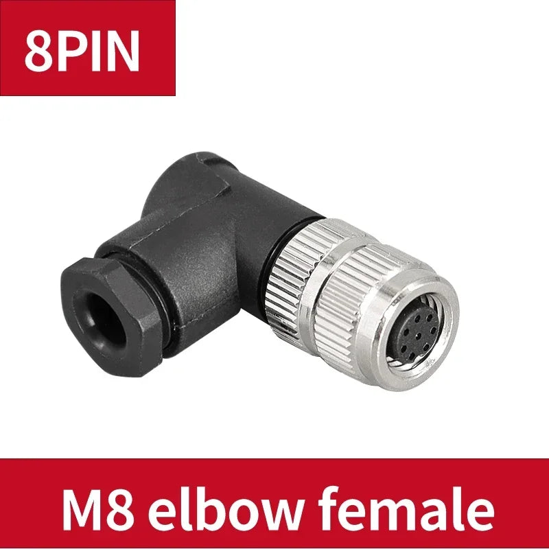 5 PCS M8 3/4/5/6/8 Pin Waterproof  ELBOW Sensor Connector Male&Female Aviation Plug&Socket D Type Screw Lock