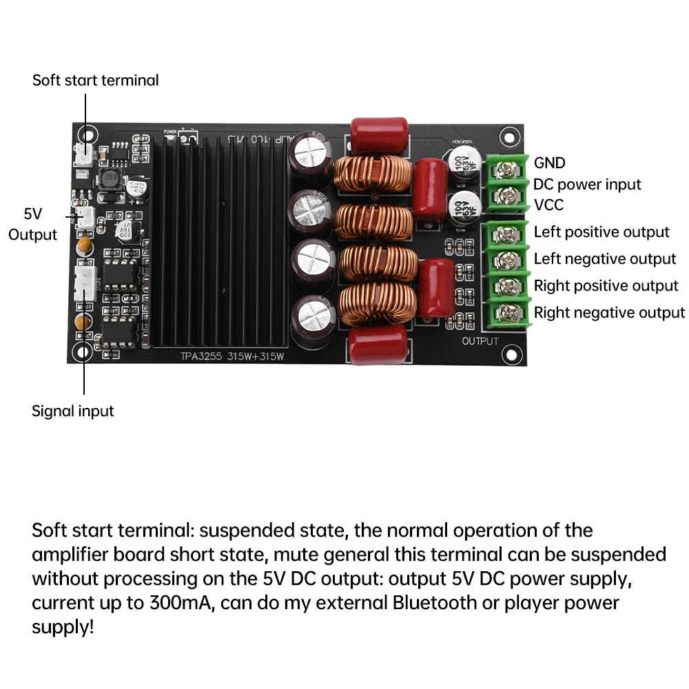 TPA3255 600W Fever Hifi Digital Sound Amplifier Board High-Power Amplifier Dual Channel 2x300W