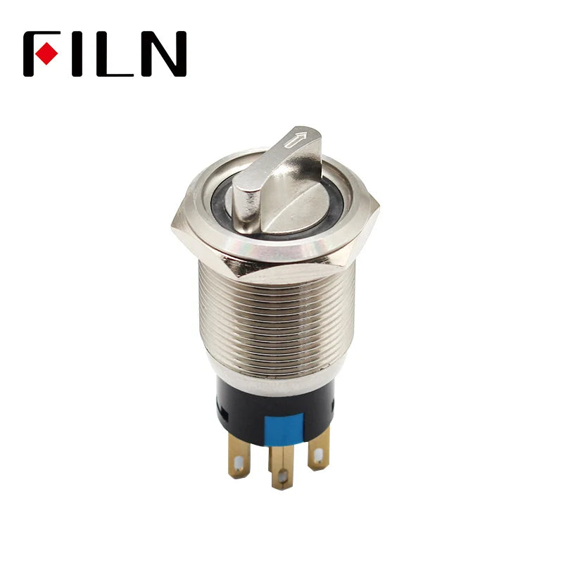19mm Illuminated Rotary Selector Switch (2/3 Positions) DPDT Latching 12V LED Multi-Color for Industrial/Automotive Applications