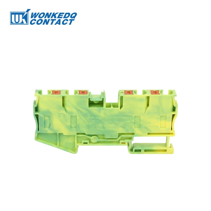 PT6-QU-PE Earthing Terminal Block on Din Rail Ground Electrical 6mm Yellow/Green Wires Connector PT 6-Quattro-PE