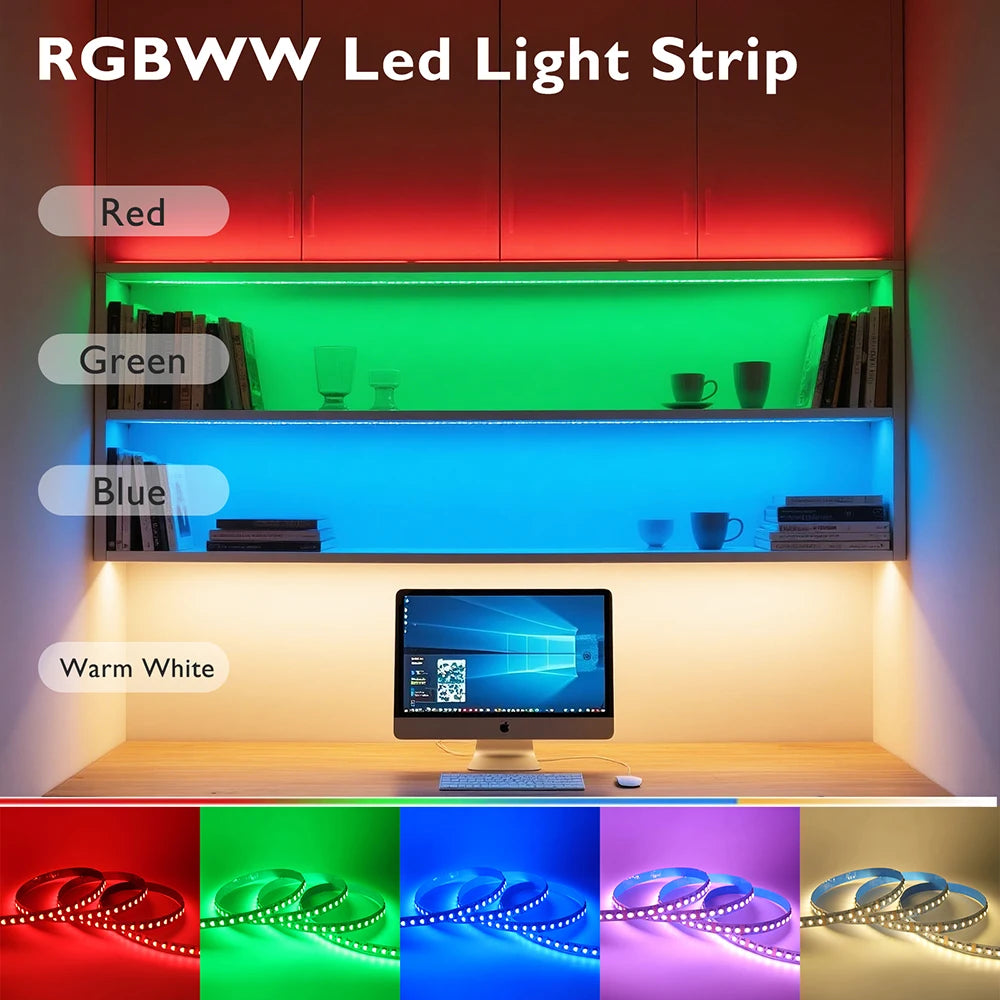5m RGBW RGBWW Led Strip Light 4 Colors In 1 Chip 12V 24V 5050 120 60 108 LEDs Flexible Tape Ribbon RGB Warm White DC Home Decor