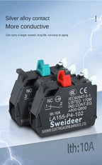 XB4 22mm Emergency Stop Button Switch Double Button Switch with Light Momentary Self Reset Mushroom Power Push Button Switch 10A