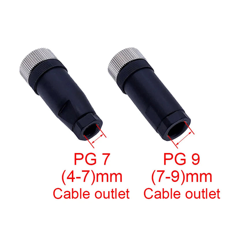 1Pc M12 Sensor Connector Waterproof Straight Angle Male Female Screw Threaded Plug Coupling 3 4 5 8 Pin