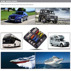 6/12 Way Blade Fuse 12-24V Car Boat Fuse Box Holder with Plastic Cover for Power Panel Board Camper RV Accessorie