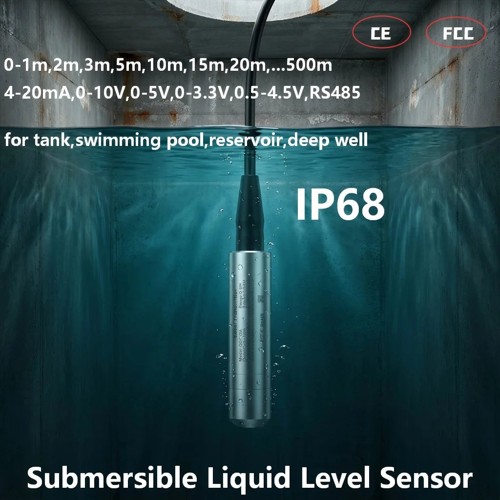 0-350m to 4-20mA RS485 Hydrostatic Liquid Level Transmitter 0-10V 0-3.3V 0.5-4.5V Output Water Pressure Level Sensor Probe
