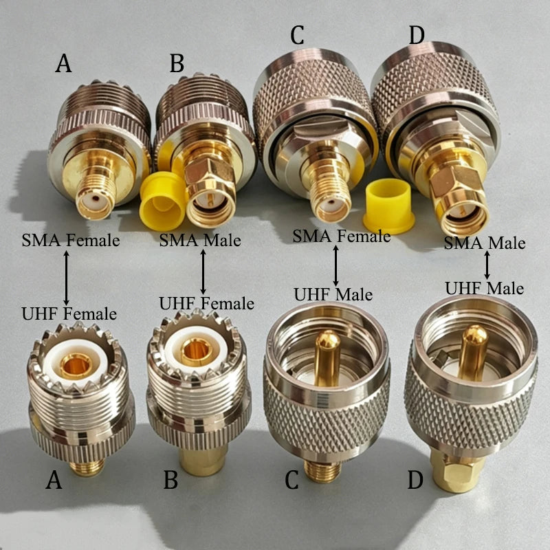 SMA to UHF PL259 SO239 RF Coaxial Adapter Converter Kit 50 Ohm Low Loss Connector for Amateur Radio WiFi/Antenna/Signal Booster