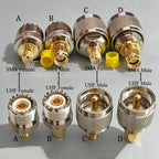 SMA to UHF PL259 SO239 RF Coaxial Adapter Converter Kit 50 Ohm Low Loss Connector for Amateur Radio WiFi/Antenna/Signal Booster