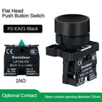 22mm Push Button Switch Momentary Reset ON OFF 12V/220V/48V/24V Black NC NO Power Button for Electrical Industrial Panelboard