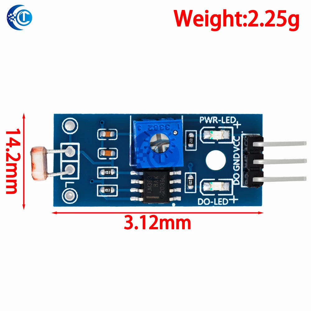 Updated LDR Photosensitive Sensor Module: for Arduino-Compatible – For Light Intensity & Brightness Detection