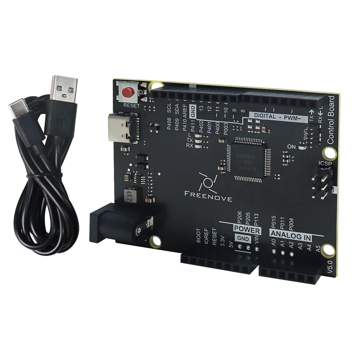 Freenove Control Board V5 for Arduino UNO R4 WiFi Mini, Arm Cortex-M4, Onboard ESP32-S3, LED matrix, USB-C, Tutorial Code