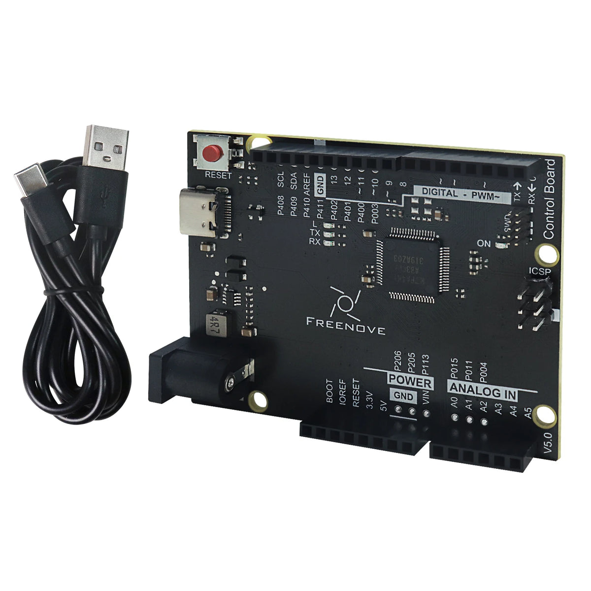 Freenove Control Board V5 for Arduino UNO R4 WiFi Mini, Arm Cortex-M4, Onboard ESP32-S3, LED matrix, USB-C, Tutorial Code