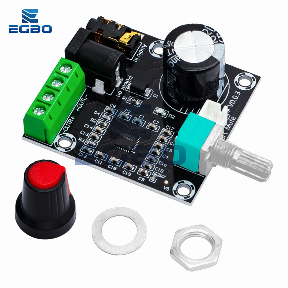 1PCS EGBO Super Slim 2 x 15W PAM8610 Class D Digital Dual Power Audio Amplifier Board 12V black