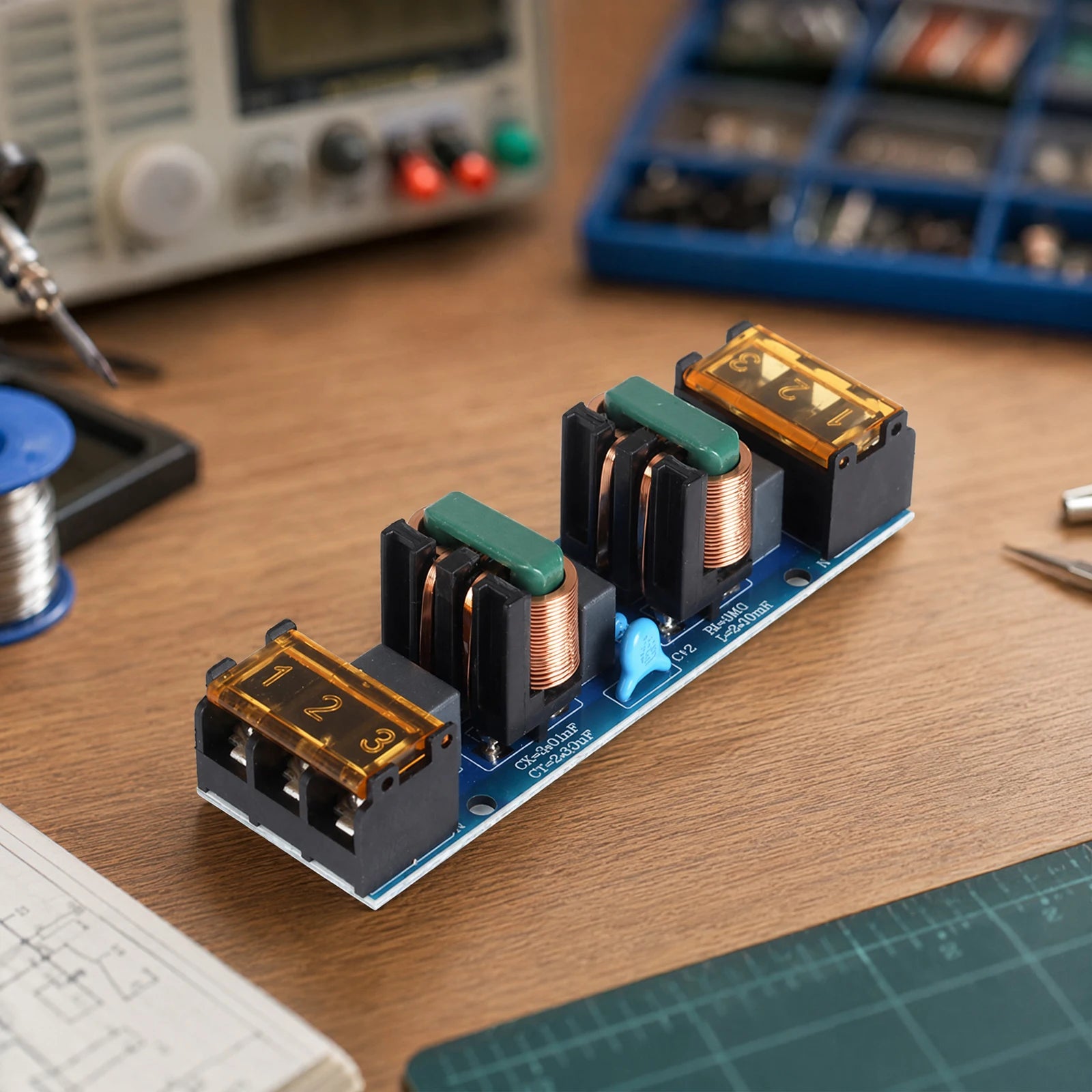 25A EMI Filter AC Power Line Noise Suppressor 50/60Hz Audio Equipment Power Purifier PCB Dual-Stage Common Differential Mode