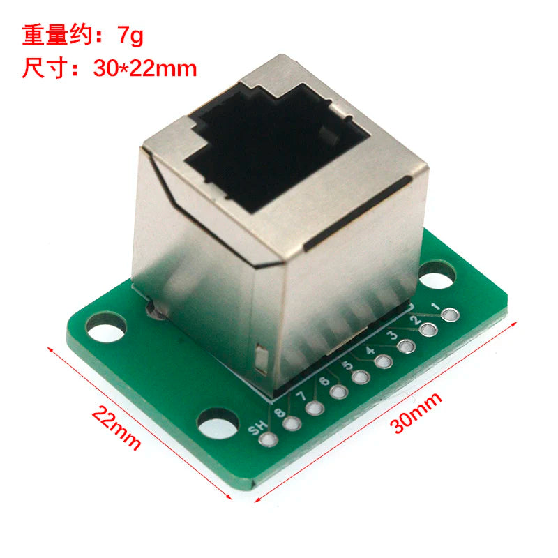 1Pcs RJ45 Adapter Board To XH2.54 Modular Ethernet Connector Adapter Network Interface + Breakout Board + Pin Header