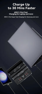 110W 6 Port USB Charger Station Dual Fast Wireless Charging Type C QC3.0 PD3.0 65W Quick Charge For iPhone Xiaomi Samsung Laptop