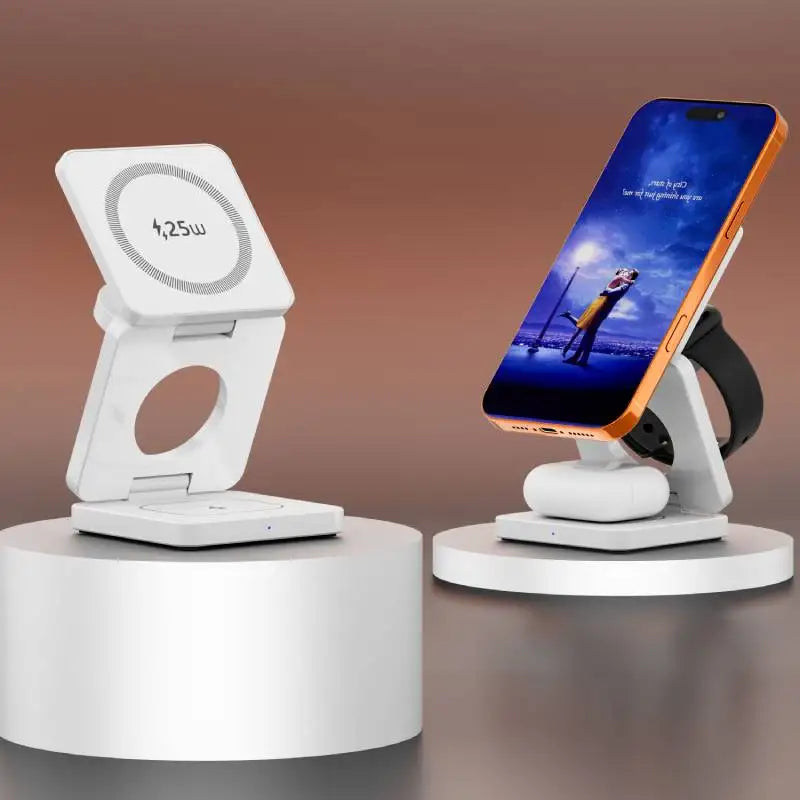 3 in 1 Qi2.2 25W Folding Wireless Charger For iPhone HUAWEI Samsung Portable Magnetic Wireless Phone Charging Station