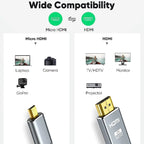 Micro HDMI to HDMI Cable 4K@60Hz V2.0 HDMI to Micro HDMI Cable Compatible with GoPro Raspberry Pi 4 Retroid Sony Camera Video