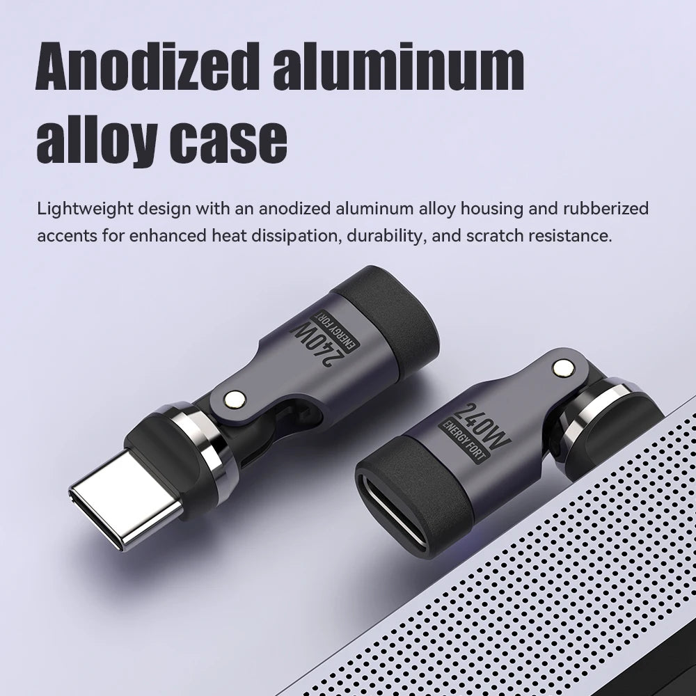 PD240W OTG C Type Adapter 90° 540° Rotating Type C Adapter Fast Charging USB C Adapter Extender for iPhone 17Pro Laptop Tablet