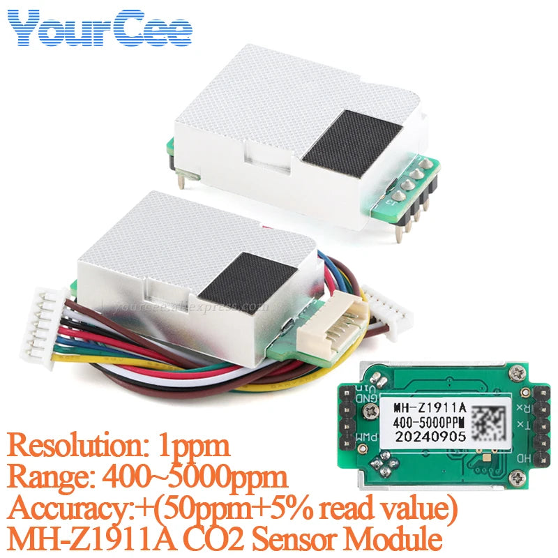 2pcs/1pc MH-Z1911A MH-Z19 NDIR CO2 Carbon Dioxide Air Gas Sensor Module MHZ19 Infrared IR 400-5000ppm for CO2 Monitor