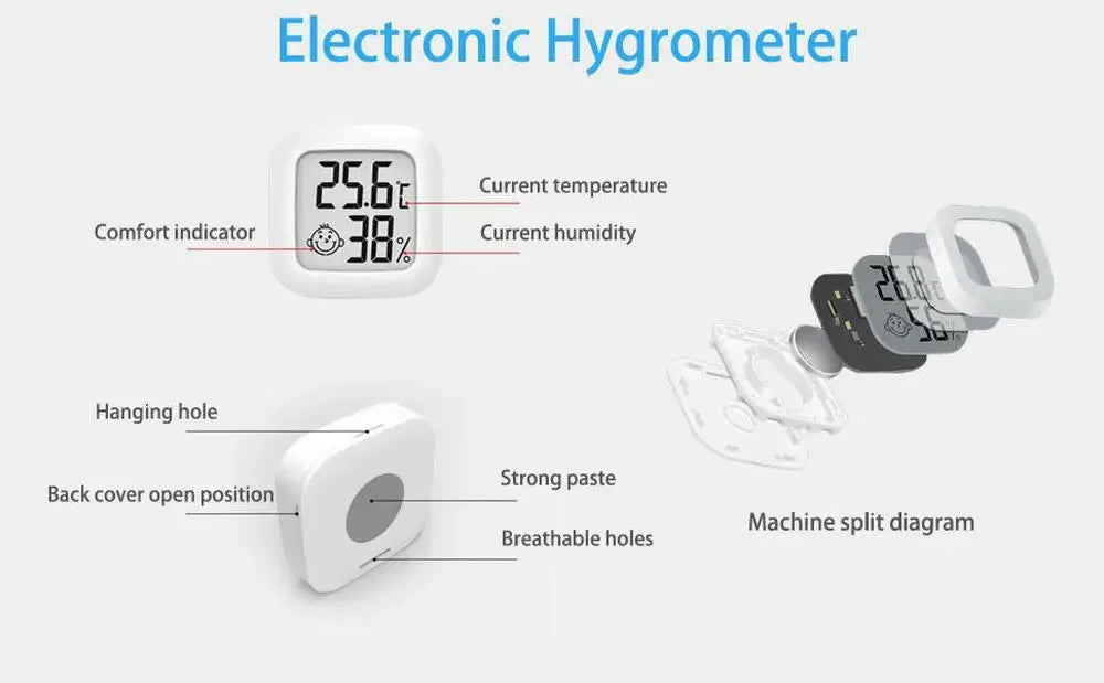 1/2pc LCD Digital Thermometer Hygrometer Indoor Room Electronic Temperature Humidity Meter Sensor Gauge Weather Station For Home