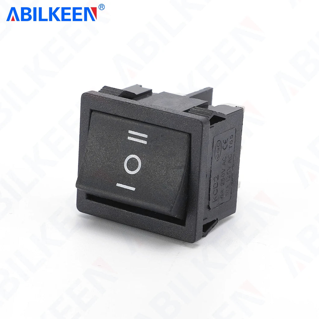 50PCS/LOT ABILKEEN KCD2-203 Plastic Rocker Toggle Switch 6Pin DPDT ON-OFF-ON Latching KCD2 Rocker Switch 16A 250VAC for Car Auto